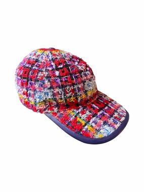 Gucci Multicolor Tweed Adjustable Baseball Cap Size L w/ Dust Bag & Tags